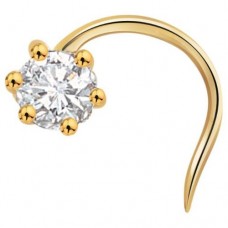 CZ Diamond Wired Nose pin 14k Gold 