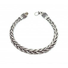 925 Sterling Silver Snake Chain Twisted Oxidised Bracelet for Men & Boys 