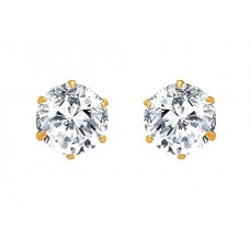 10K (416) Yellow Gold Round White Cubic Zirconia Diamond Stud Earring