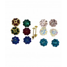 18K (750) Yellow Gold Multi Colour Changeable Stone Earring with Gold Screw Back