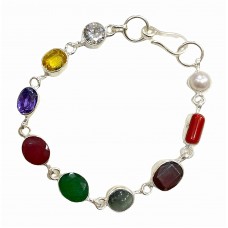 925 Sterling Silver Navratna/Navgraha Bracelet For Women and Girls